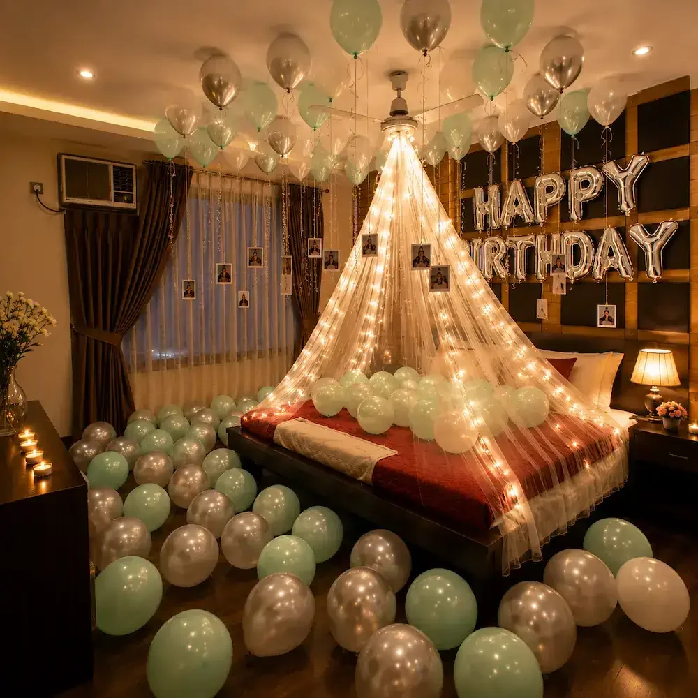 BalloonBazaar surprise party balloon decor installation